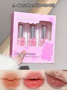 Cappuvini Moisturizing & Hydrating Mirror Gloss Plump Lip Tint, Natural Color, Bear-Shaped Solid Lip Balm, Long-Lasting & Transfer-Resistant, Versatile Lipstick - Nhiều màu - Xem 16