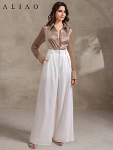 Mesh Splicing Cutout Textured Fabric Blouse For Women, Fall, Autumn, Exquisite Tops, Concert, Back To School