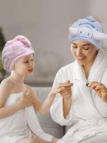 1pc Cute Cartoon Character Coral Fleece Children Hair Drying Cap, Soft & Super Absorbent, Suitable For Long & Short Hair