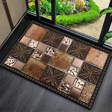 1件装陶瓷砖纹门垫 - 长方形入口地毯，室内/室外通用，防滑底背，浴室地垫，室内装饰门垫，门廊/花园/露台装饰地垫，适用于家庭、花园和生活空间 - 多种尺寸可选，机械入口地毯，圣诞装饰厨房地毯 - 摩卡棕 - 查看 12