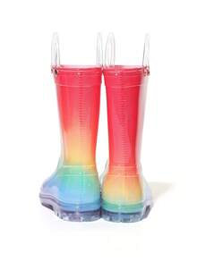 1 Pair Adorable Princess-Style Colorful Crystal Rain Boots, Soft & Durable Soles, Seamless Round Toe, High-Top Design, Lightweight Body, Girls/Toddlers Rain Boots For School, Camping, Beach, Outdoor, Sturdy Double Handles, Shiny Crafted Uppers, Suitable For All Seasons