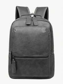 Mochila de hombre de unicolor de moda con gran capacidad y mochila de negocios sencilla para viajes de negocios, viajes de oficina, viajes de ida y vuelta, mochila juvenil con múltiples bolsillos