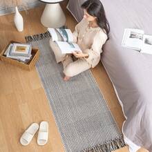 手工流苏编织地毯，精致流苏纹理地毯，多用途地毯，可用于地板、床边、餐椅装饰