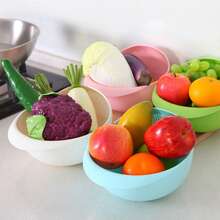 1 件带手柄的多用途滤网篮 - 2 合 1 蔬菜清洗机、淘米机、滤网和水果碗，适用于厨房水槽、洗米滤网、沙拉准备和意大利面沥水 - 彩色 - 查看 5