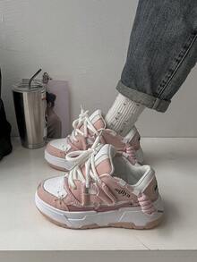 2026 Valentine's Day Gift New Women's Dad Shoes: Stylish, Outdoor, Lightweight, Lace-Up, Comfortable & Versatile Casual Sneakers - 粉色 - 查看 3