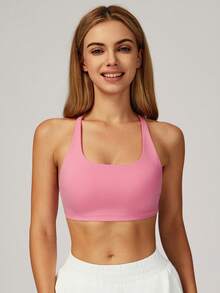 MASKERT Women's Sports Square-Neck Spliced Underwear Sports Vest, Yoga Clothing Sports Vest, High-Elasticity Sports Vest For Home And Commuting, Skin-Friendly And Comfortable