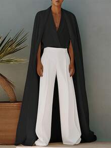 INCERUN Fashion Mens V-Neck Cloak Sleeve Solid Blouse Casual Party Long Shirt Tops - Black - View 2