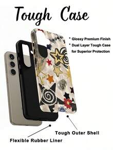 A Stylish Phone Case That Does Not Include A Lanyard Or Stand. This Whimsical 2-In-1 Retro Collage Phone Case Features An Aesthetic Star Design And Abstract Art Design. It Is Compatible With Samsung Galaxy S25/S25 Plus/S25 Ultra/S24/S24 Plus/S24 Ultra/S24 FE/S23/S23+/S23 Ultra/S22/S22+/S22 Ultra/S21/S21+/S21 Ultra/S20 Ultra/A71/A56/A55/A54/A53/A52/A34/A26/A15/A16/A14/A13/A06 And  17, 17 Air, 17 Pro, 16, 16 Plus, 16 Pro Max, 15 Plus, 15 Pro, 15 Pro Max, 14, 14 Plus, 14 Pro, 14 Pro Max, 13, And 13 Pro Max. - 多色 4 - 查看 5
