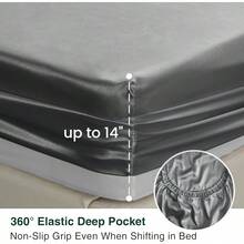 Love's Cabin Satin Sheets Set - 4 Piece Pink Silky Bed Sheets Set With Deep Pocket, Luxury Silk Feel Satin Size Sheet Set (1 Flat Sheet,1 Fitted Sheet,2 Pillow Cases) - 深灰色. - 查看 4