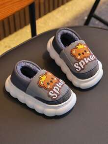 1 pereche papuci de casă pentru copii, cu design de iepure, cald, la modă, cu desene animate drăguțe, cu fund moale, antiderapante, pentru interior/exterior, confortabili și respirabili, pentru băieți și fete - Gri - Vizualizare 1