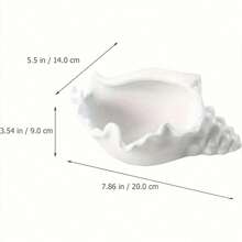 1pc Large Ceramic Seashell Jewelry Tray Lacquered Finish Oval Multi-Purpose Jewelry Tray For Rings Bracelets Earrings Decorative Trinket Dish With Unique Closure Decor Elegant Coastal Beach Vanity Organizer Boho Chic Desk Catchall For Bedroom Bathroom Dresser Entryway Charming Gift Idea For Bridesmaids Holiday Hostess Christmas Stocking Stuffer Autumn Thanksgiving Tabletop Accent Photo Prop Cottagecore Home Decor Accent Piece - Multicolor - View 2