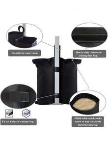 1/2pcs/Set Canopy Weight Bags, Gazebo Sand Bags, Black Counterweight Bags To Firmly Secure Your Canopy, Tent Or Gazebo, Maintain Stability In Various Outdoor Conditions Like Windy Parks, Backyard Parties Or Camping Trips. Can Be Filled With Sand, Gravel Or Other Heavy Materials. Ideal For Pop-Up Canopies, Patio Umbrellas, Outdoor Gatherings And Situations Requiring Secure Canopy Placement., Camping Equipment, Camping Essentials - Multicolor - View 7
