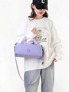 2025 New Lightweight Fashion Women's Crossbody Bag - Waterproof Nylon, Polyester Lining, Compact Cylindrical Design, Removable Shoulder Strap, Zipper Closure - Fashionable Storage Versatile Sports Portable Small Crossbody Bag - 淡紫色 - 查看 3