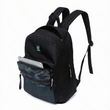 Mochila Masculina Escolar Spector Casual Juvenil Resistente Camuflada - Preto e Camuflado - Visão 11