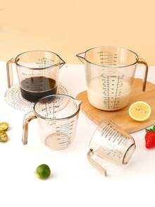 1pc 150ml/300ml/600ml/1000ml PS Graduated Measuring Cup, Coffee Measuring Cup, Thick & Durable, Multi-Size Options, Stackable For Easy Storage, Transparent Container, Baking Tool, Multi-Functional Kitchen Utensil, Kitchen Essential - Brown - View 5