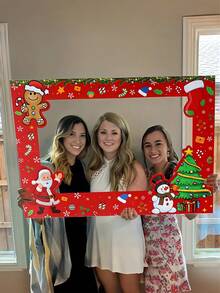 7 pièces Ensemble de photomaton de Noël avec Père Noël et bonhomme de neige - Cadre décoratif en papier classique pour les fêtes avec personnages et accessoires festifs, sans plumes, parfait pour les fêtes de Noël et la décoration de la maison, une excellente idée de cadeau de Noël, parfait pour les accessoires photo de fête de Noël, les décorations d'hiver et du Nouvel An, Halloween, les événements de Noël et les fournitures de fête, fournitures de fête, décorations de Noël