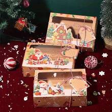 27pcs Christmas Cookie Box Set With Window, Large Holiday Food Bakery Gift Box, Pastries, Candies, Party Favors, Christmas Kraft Paper Gift Home Decor Christmas Decorations Room Decor