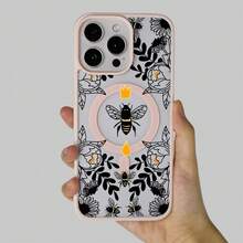 Bienen Muster Handyhülle dekoriert mit Krone und Tropfen Design geeignet für X/XS  XSMAX 11/11Pro/11promax 12/12pro/12mini/12promax 13/13mini/13pro/13promax 14/14Plus/14pro/14promax 15/15Plus/15pro/15promax 16/16plus/16ro/16promax Modelle stoßfesten Schutz. Sehr geeignet als Geschenk für Familie, Freunde, Kinder, Geburtstage, Frühlingsfest, Feste, Freunde und Freundinnen sowie zum Valentinstag.