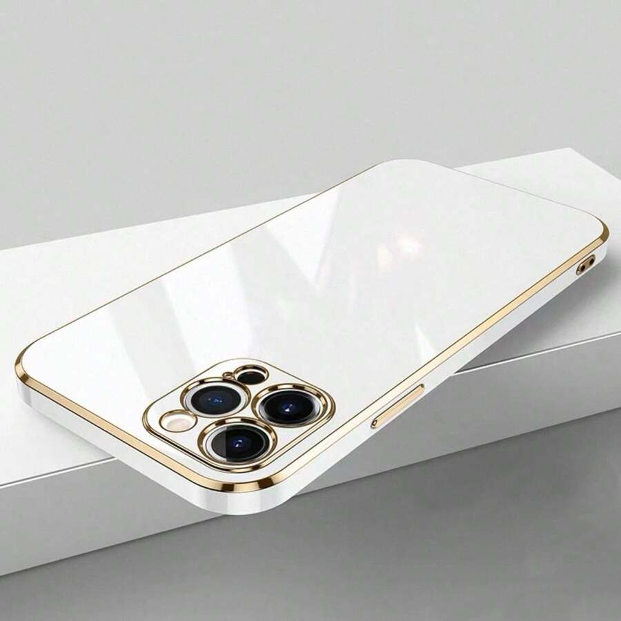 Crystal Covers Luxury Case With Gold Edge For Apple - 白色 - 查看 1
