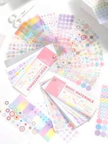 彩色卡基本贴纸书，简约高品质剪贴簿材料，数字和圆点手工 DIY 贴纸 - 彩色 - 查看 13