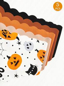 5 piezas de bragas sin costuras con estampado de Halloween para mujeres, con dobladillo acampanado, de spandex de secado rápido y transpirable, adecuadas para uso diario y fiestas de disfraces