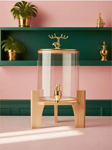 1 件玻璃饮料分配器，带金鹿和支架，适合果汁/苏打水，也适合冰茶/水果饮料，非常适合圣诞节、感恩节派对，用于派对饮料/日常茶点