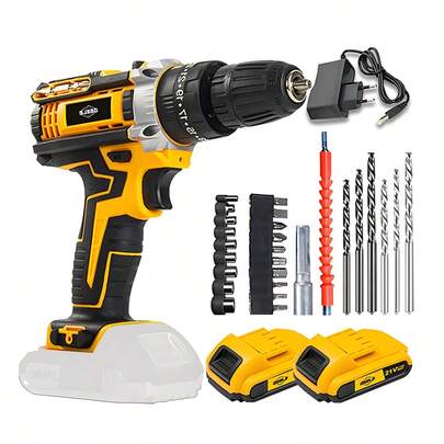 Parafusadeira Furadeira 21V 2 Baterias  e Acessórios Completo