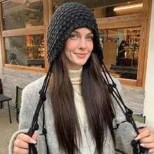 Autumn And Winter Warm Woolen Hat, Hand Woven Hollow Toe Cap, Women's And Stylish Su Ear Protection Sleeve, Knitted Hat