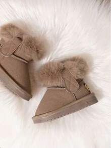 婴儿雪地靴 婴幼儿冬季保暖毛皮衬里防滑鞋底 幼儿学步鞋 寒冷天气短靴 - 卡其色 - 查看 4