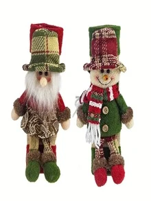 2 Stücke traditionelle Weihnachtsmann Plüsch Kühlschrankgriff Abdeckung, Polyester Feiertags Heim- und Raumdekoration, ohne Strom, federfrei, festliches Ornament, Weihnachts-Kühlschrankdekoration | Weihnachtsmann Thema | Polyester Struktur, Innenseite des Weihnachtsornaments