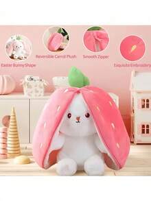 1pc Customized Personalized Text Plush Rabbit Doll, Strawberry Rabbit Plush, Carrot Rabbit Plush, Halloween [Customized] 1pc Cute Rabbit Carrot Strawberry Customized Name Plush Doll, Children's Plush Doll Gift, Creative Birthday Gift For Kids - Multicolor - View 12