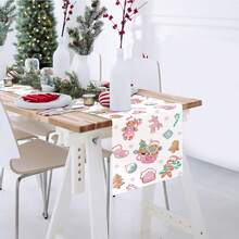 Christmas Gingerbread Table Runner 13x72 Inch Pink Xmas Candy Cane Socks Snowflake Seasonal Winter Holiday Kitchen Dining Table Decoration For Indoor Outdoor Home Party Decor - Multicolor - View 7