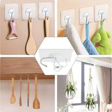 30pcs Strong Adhesive Hooks - No Drill, Traceless Wall Mount For Kitchen & Home Use, Easy Install, Load-Bearing - Transparent - View 1