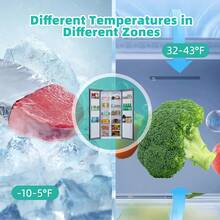 iceBlue 15.6 Cu. Ft. Black Stainless Steel Side-By-Side Refrigerator - Independent Left Freezer & Right Fridge Temperature Control - US B Type Plug(110-127V) - View 12