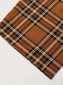 男士休闲弹力腰格子裤，春秋季 - 銅色 - 查看 5