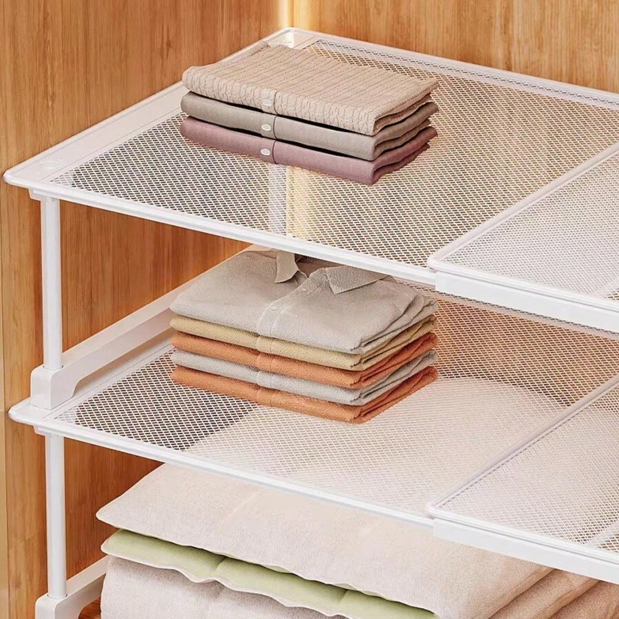 Organizador de armario expandible, estantería de almacenamiento ajustable, organizador de estantería apilable y ahorra espacio para armario, cocina, dormitorio, repisa
