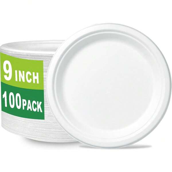 10/50/100pcs 7/9 Inch Party Paper Plates, 100% Paper Plates, Pure White Disposable Plates Made Of White Lily Fiber, Organic, Freezer & Microwave , Durable, Waterproof Disposable Dinnerware Plates For Dessert, Cake, Appetizer, Suitable For Picnic, Dinner, Party, Christmas, Valentine's Day, Party Supplies, Disposable Party Plates, Party Essentials