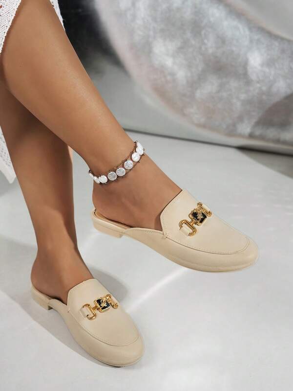 Women's Round Toe Slip-On Metal Rose Chain Loafers, Fashion Casual Flats, Suitable For Spring/Summer New Versatile Commuting Moccasins, Vintage Flat Soft Bottom Non-Slip Comfortable Driving Shoes, Suggest Ordering One Size Up