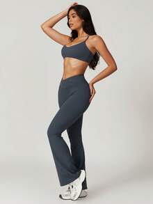 MASKERT Women's Casual Tight Yoga Vest, Long Pants Set, High Elasticity Running Sports Set, Yoga Suit Set