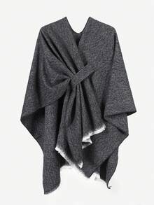 1件男女通用深色都市连帽斗篷围巾，适合秋冬季节，时尚独特，可用作旅行外套，休闲设计，双面仿羊绒围巾披肩，柔软保暖，是日常使用、通勤、外出和婚礼的理想之选。 - 黑色 - 查看 13