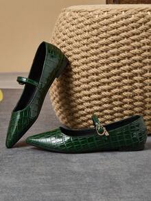 2025 Nuevos zapatos planos de punta francesa con cordones, cómodos y antideslizantes, disponibles en múltiples tallas - Verde Oscuro - Ver 5