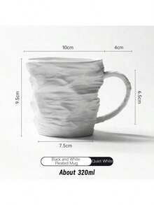 1 Set Ceașcă de cafea și farfurioară de înaltă calitate cu design plisat, Cană ceramică creativă, Ceașcă de cafea și farfurioară de nișă rafinată, Model european de piatră, Cană ceramică de uz casnic, Ceașcă ceramică luxoasă alb-negru, De înaltă calitate, Potrivită pentru birou, restaurant, cafenea, sufragerie, acasă, Poate fi oferită și ca dar de sărbători prietenilor sau familiei, Cadou de Crăciun