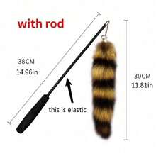 Funny Plush Cat Tail Interactive Cat Teaser Doll, Realistic Faux Fox Tail Plush Doll - Multicolor - View 5