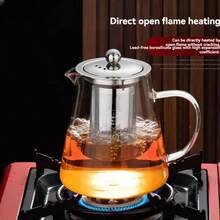 Borosilikatglas Teekanne mit 304 Edelstahl Sieb - Herdplatte offene Flamme Teekessel für Blüh-/Loseblatt Tee (Große Kapazität)