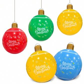 4 pièces Boules de Noël gonflables colorées, en matériau PVC, convient pour la décoration de Noël extérieure, la décoration suspendue, la décoration de fête de Noël et du Nouvel An, les cadeaux de Noël, la décoration hivernale de la pièce