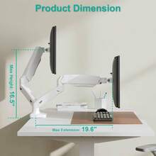 Soporte de monitor dual, soporte de escritorio ajustable de resorte de gas para 2 monitores, brazo de monitor de alta resistencia para pantallas de hasta 32 pulgadas, soporta hasta 10 kg, orificios de montaje de 100x100 mm GSMP002N Negro - 32 pulgadas + blanco - Ver 3