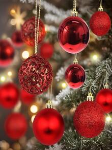 100 个/红色圣诞球装饰套装 - 3.14 英寸大圣诞球，防碎塑料装饰球，适用于圣诞派对室内室外办公室家居圣诞树装饰，适用于节日、婚礼和派对装饰的圣诞装饰。 - 彩色 - 查看 4