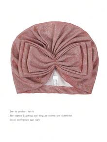 1件时尚新款手工闪亮蝴蝶结头巾帽，穆斯林头巾帽，睡眠帽 - 彩色 - 查看 6