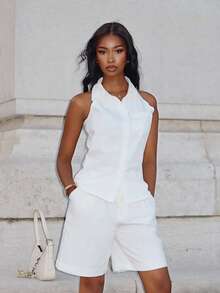 Mima John 女士牛仔两件套服装，全白女士服装 - 白色 - 查看 1