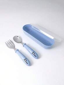 Personalized 3 In 1 Cutlery Set,Personalized Camping Utensil Set With Storage Box, Reusable Spoon Knife Fork, Portable Travel Utensil, Friendly Plastic Box For Travel Picnic Camping Or Daily Use, Great For Students, Travel And Kitchen Use Back To School,For Anniversaries, For Valentine's Day, For Mother's Day, For Birthdays,For Father's Day, For Graduation, For Weddings, For Housewarming Dining Room,Office